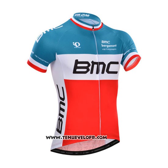 2014 Maillot Ciclismo BMC Champion Italie Bleu et Orange Manches Courtes et Cuissard